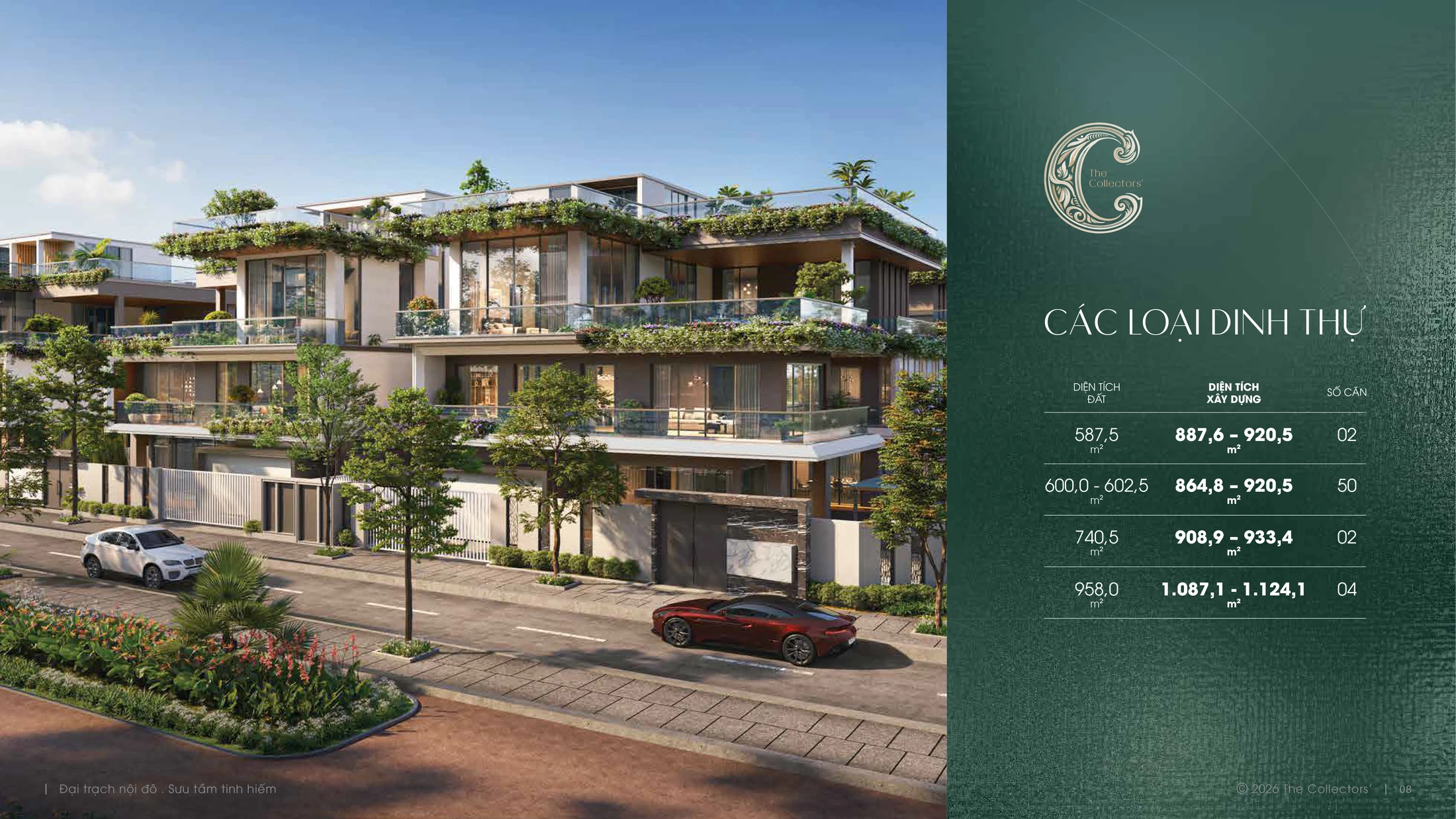 Bốn nhóm diện tích đất và diện tích sàn của 58 dinh thự theo E-Leaflet 27/07/2026